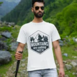 Mountains Are Calling Graphic  Regular T-Shirt | Round Neck